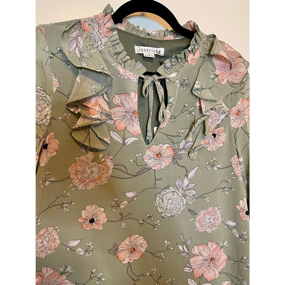 🔴 Loveriche green and pink floral peasant cottage core dress S NWT - Picture 4 of 8